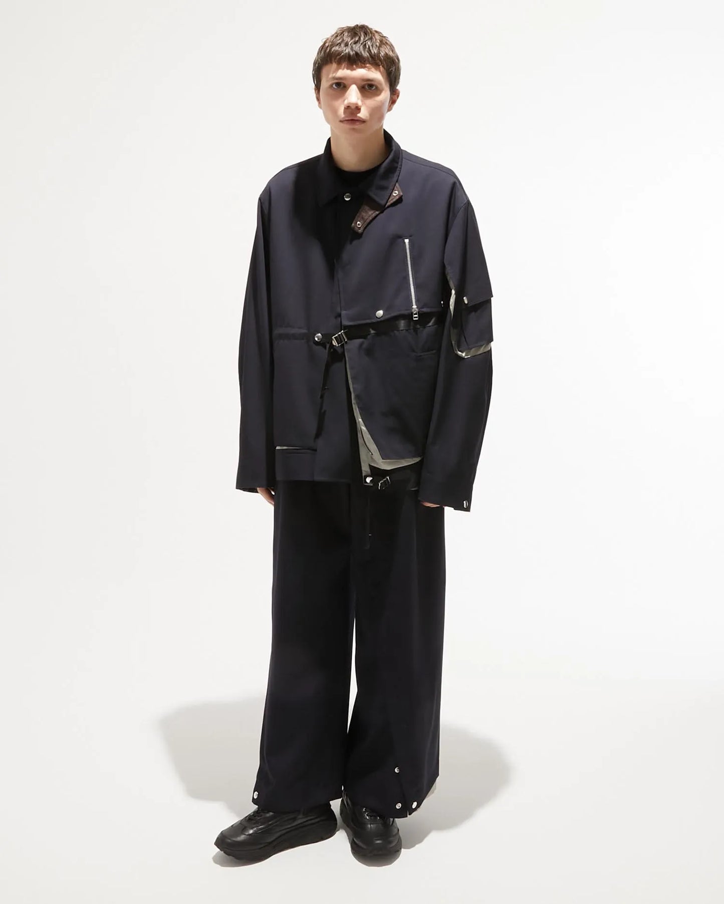 ∠13° GABARDINE WIDE SLACKS NAVY