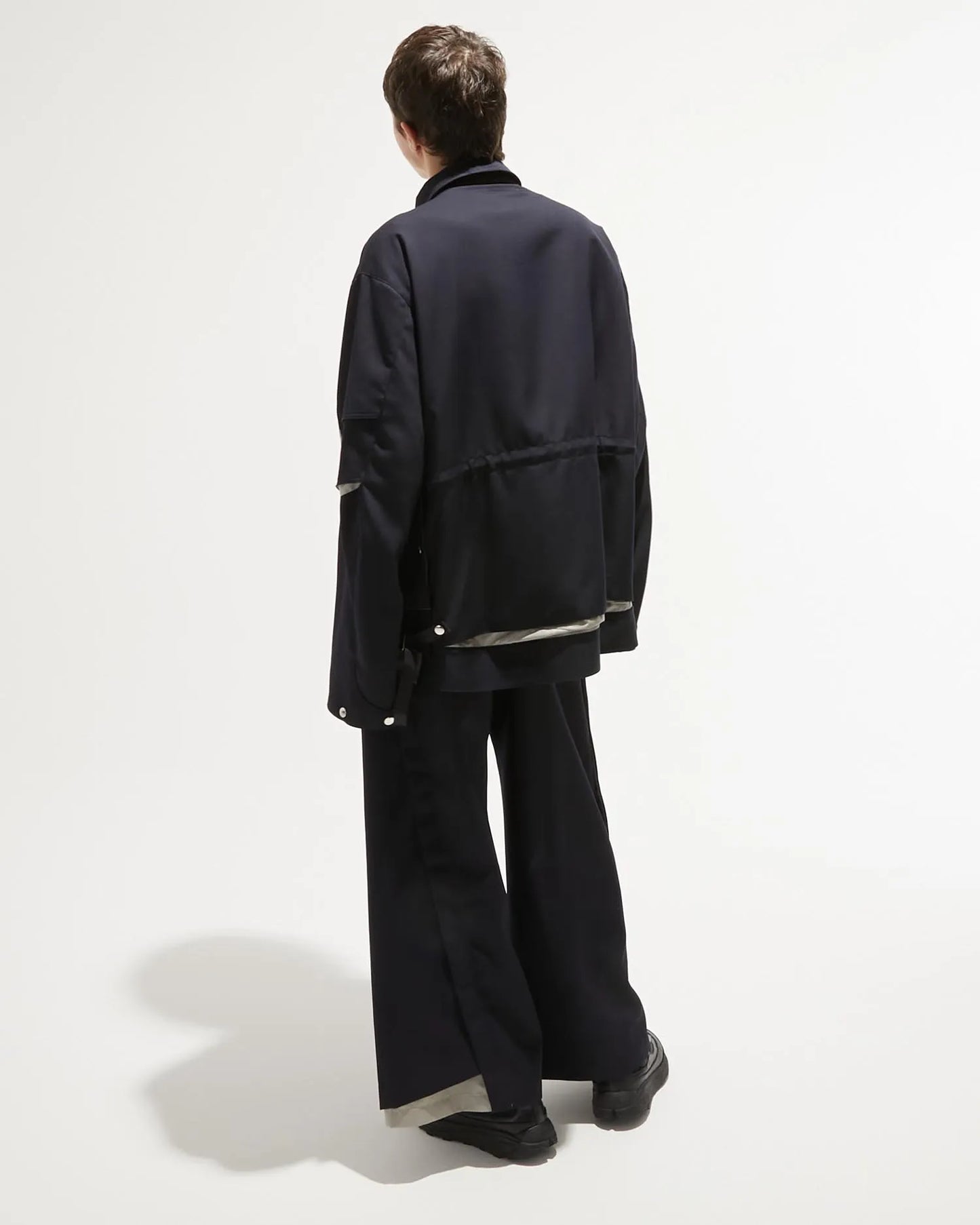 ∠13° GABARDINE WIDE SLACKS NAVY