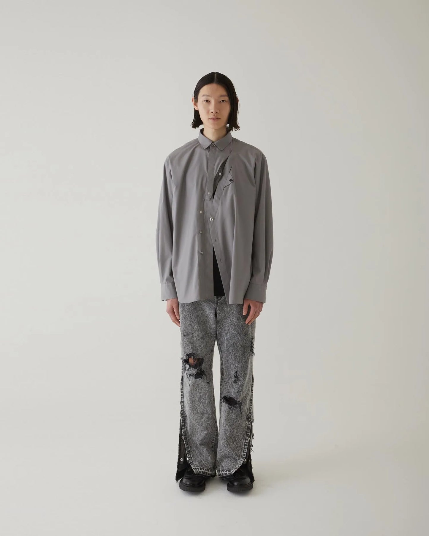 FRONT SLIT SHIRT GREY
