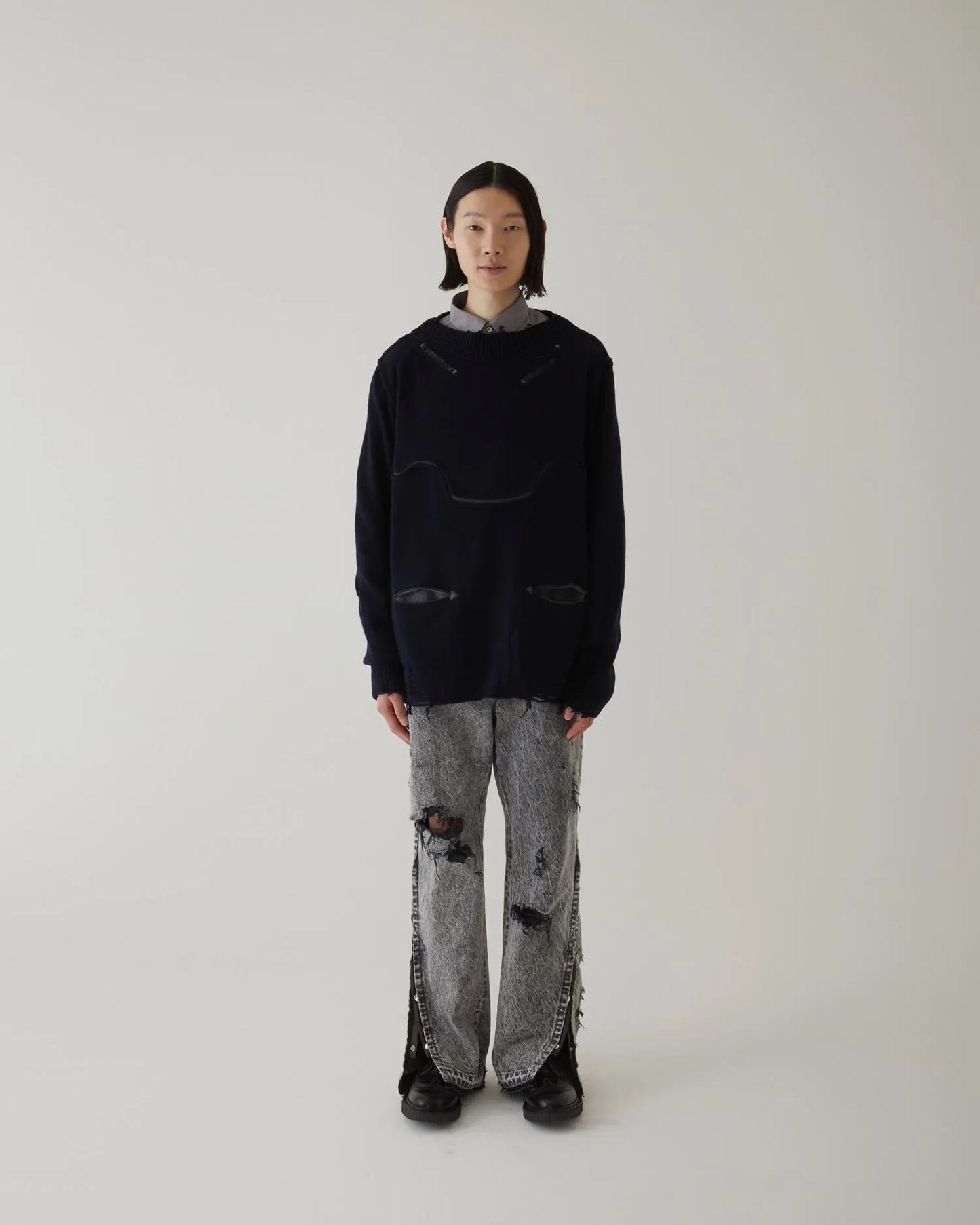 WESTERN DAMAGE KNIT NAVY