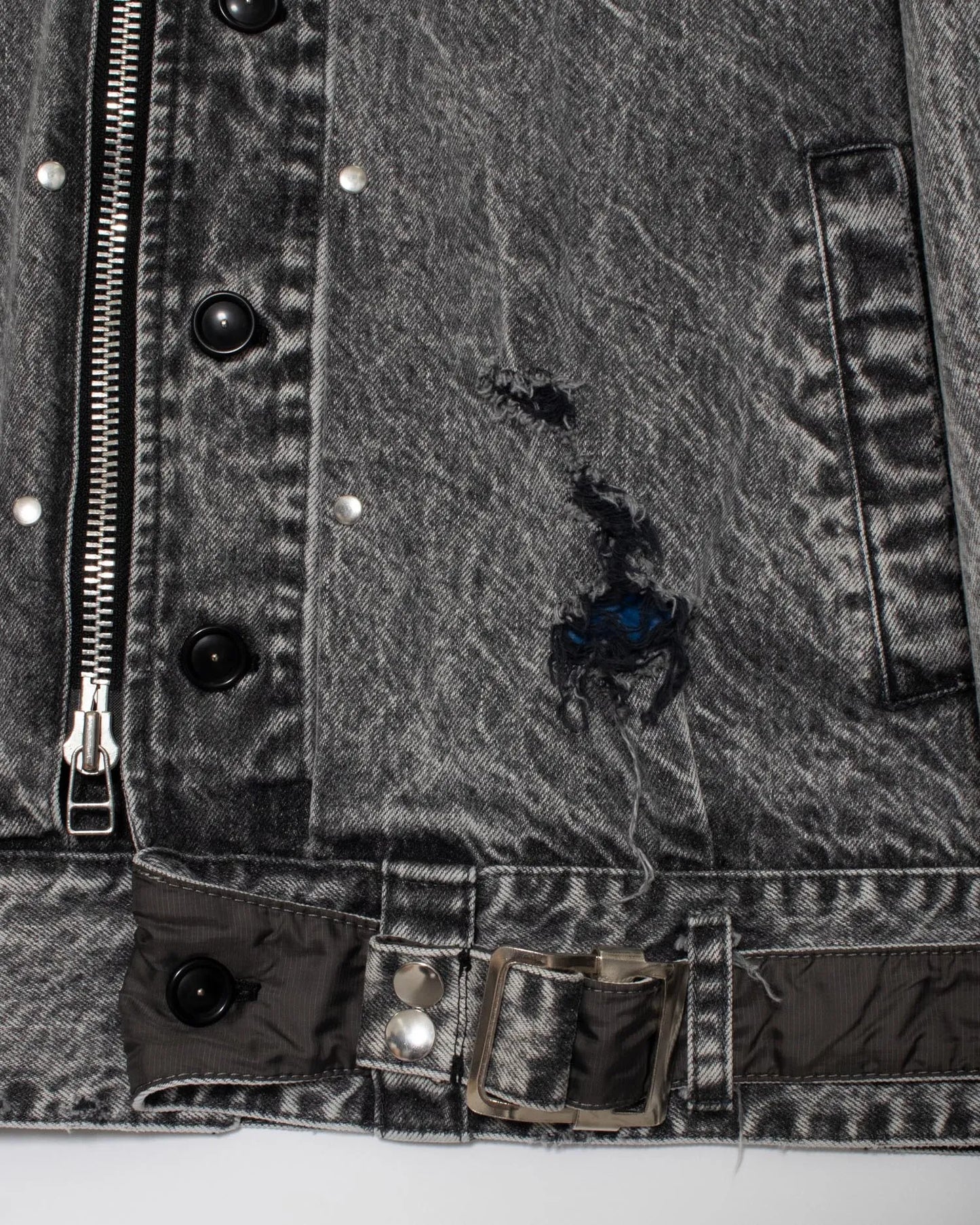 CRACKS BLEACH DENIM B.D JACKET BLACK