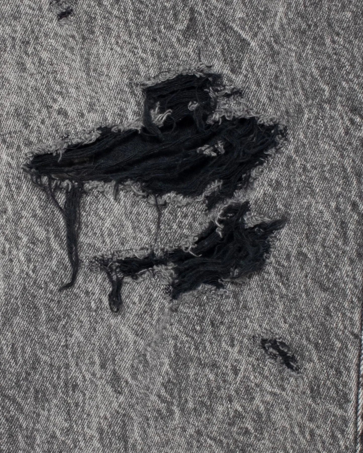 CRACKS BLEACH FLARED DENIM PANTS BLACK