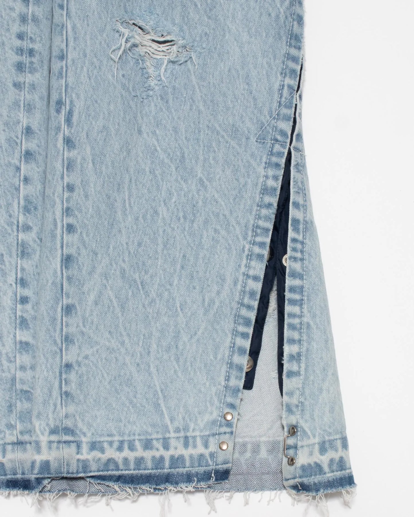 CRACKS BLEACH FLARED DENIM PANTS INDIGO