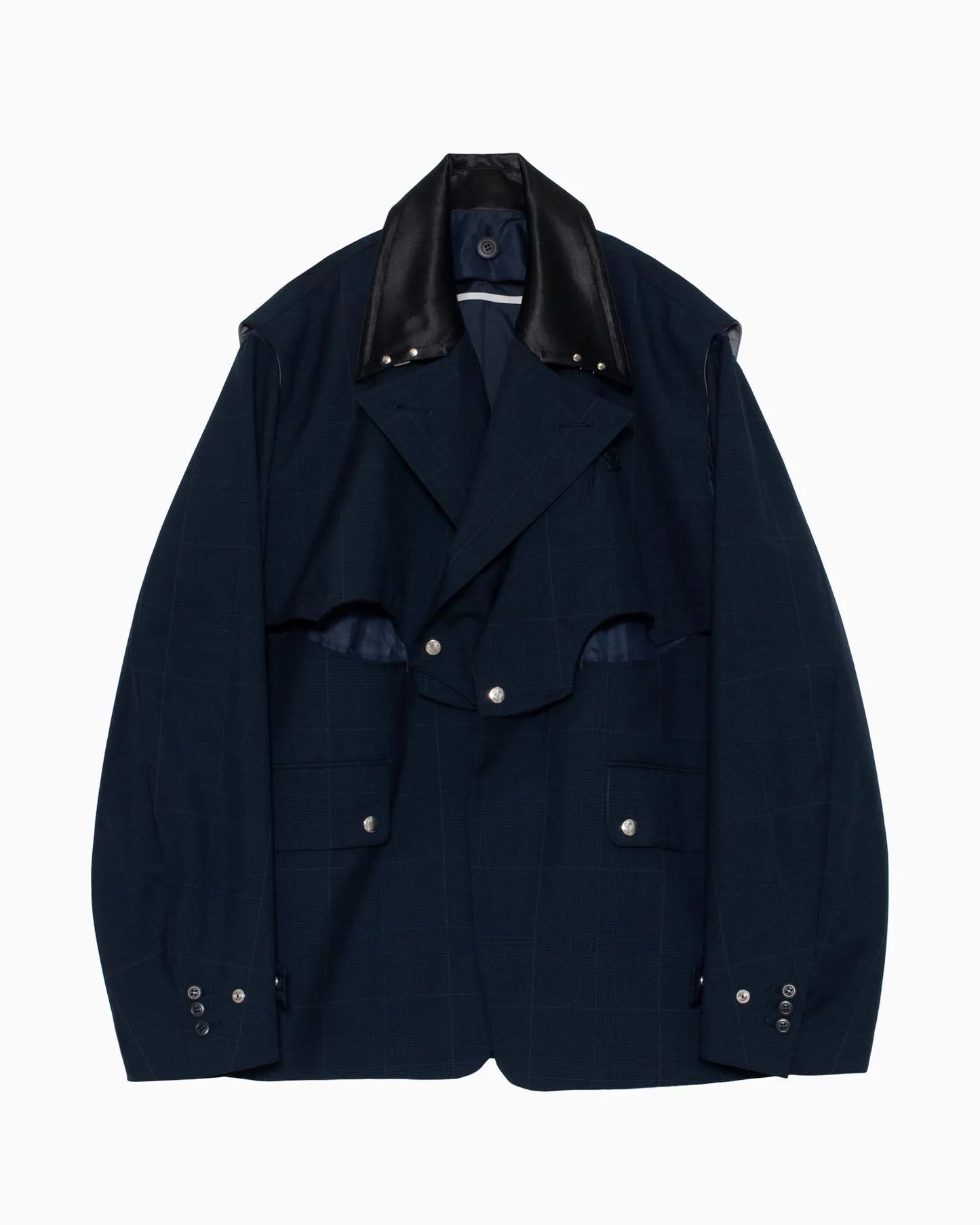 GLEN CHECK WESTERN JACKET NAVY