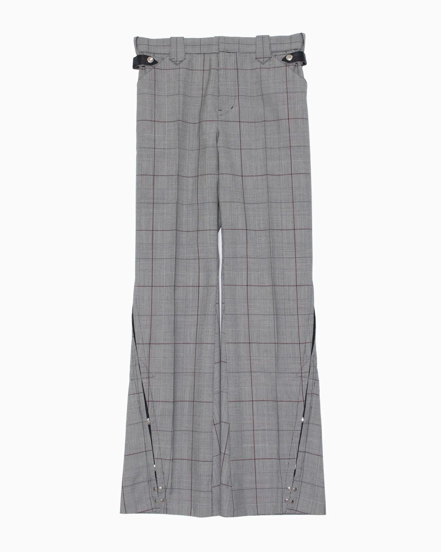 GLEN CHECK FLARED SLACKS GREY