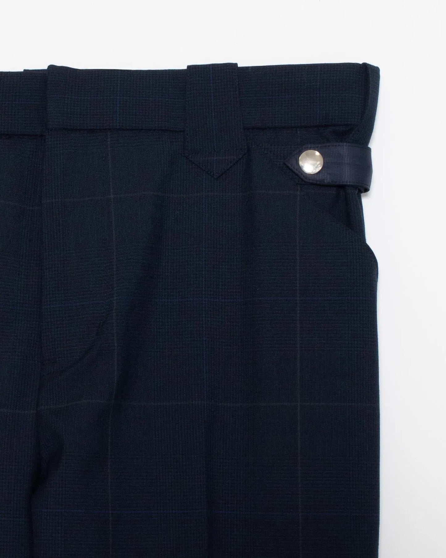 GLEN CHECK FLARED SLACKS NAVY