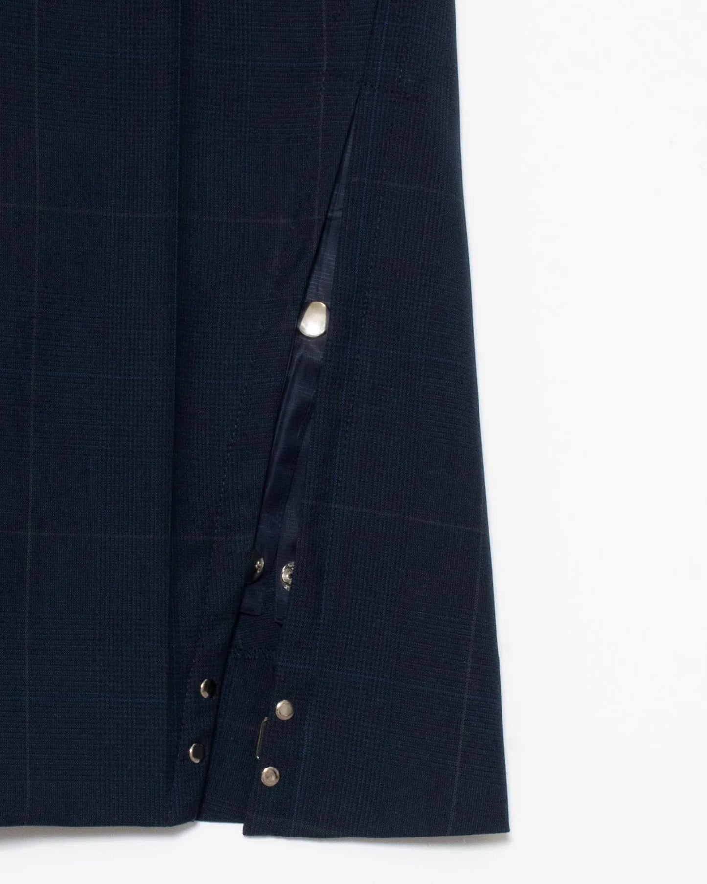 GLEN CHECK FLARED SLACKS NAVY