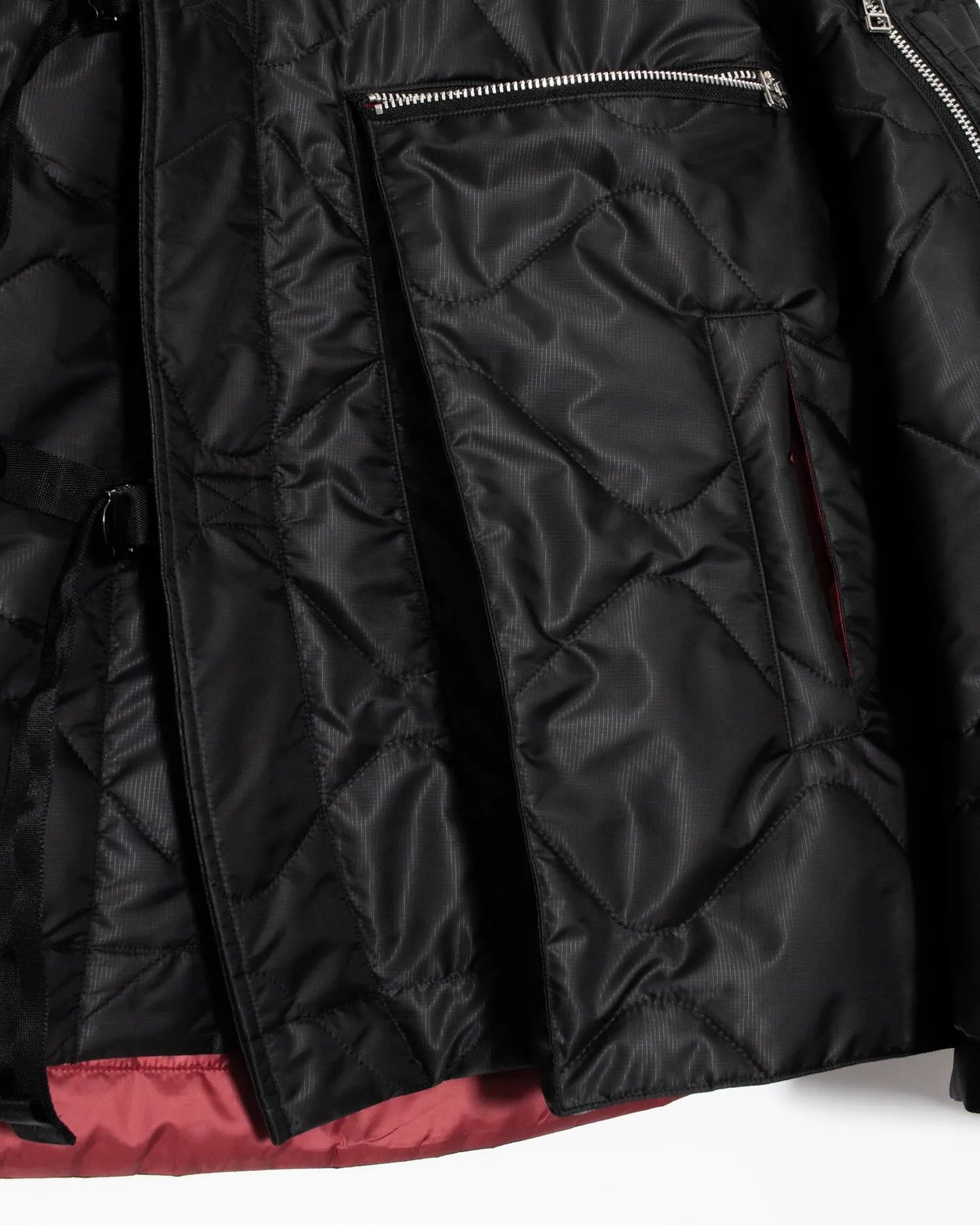 LEATHER SATIN QUILTING JERKIN BLOUSON BLACK