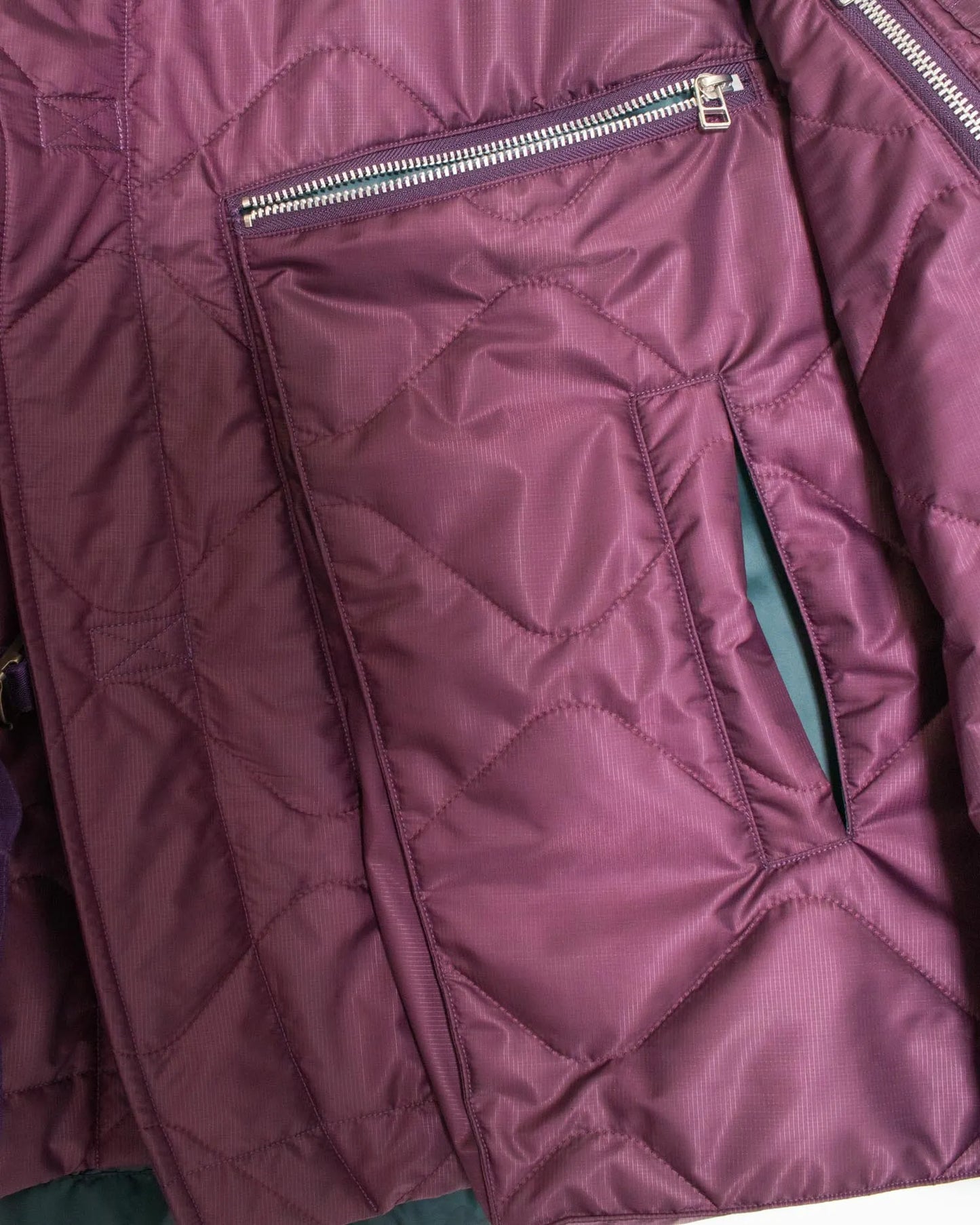 LEATHER SATIN QUILTING JERKIN BLOUSON PURPLE