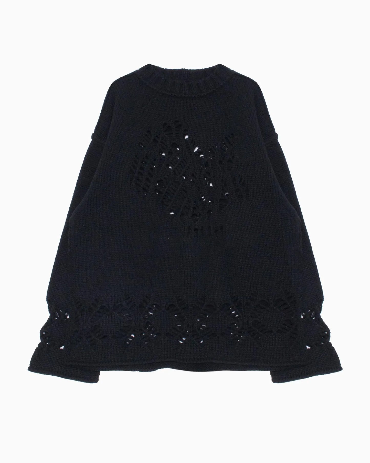 EAGLE PATTERN DAMAGE KNIT BLACK