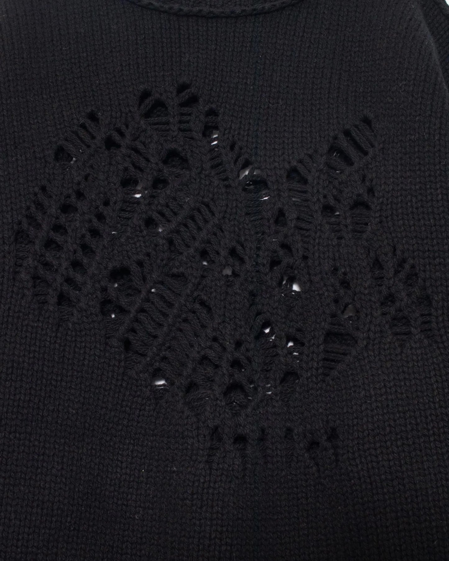 EAGLE PATTERN DAMAGE KNIT BLACK
