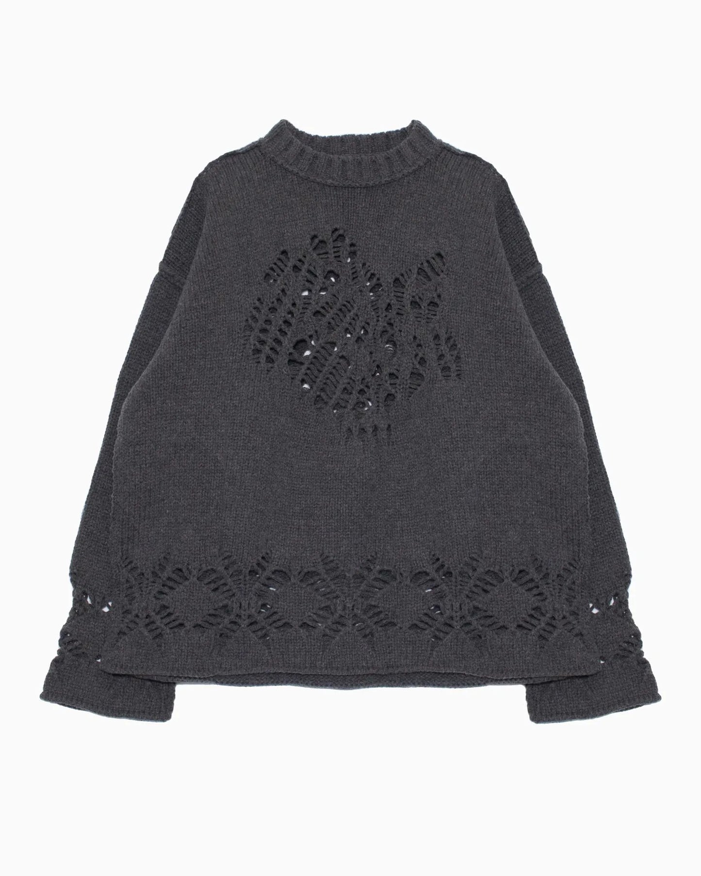 EAGLE PATTERN DAMAGE KNIT GREY