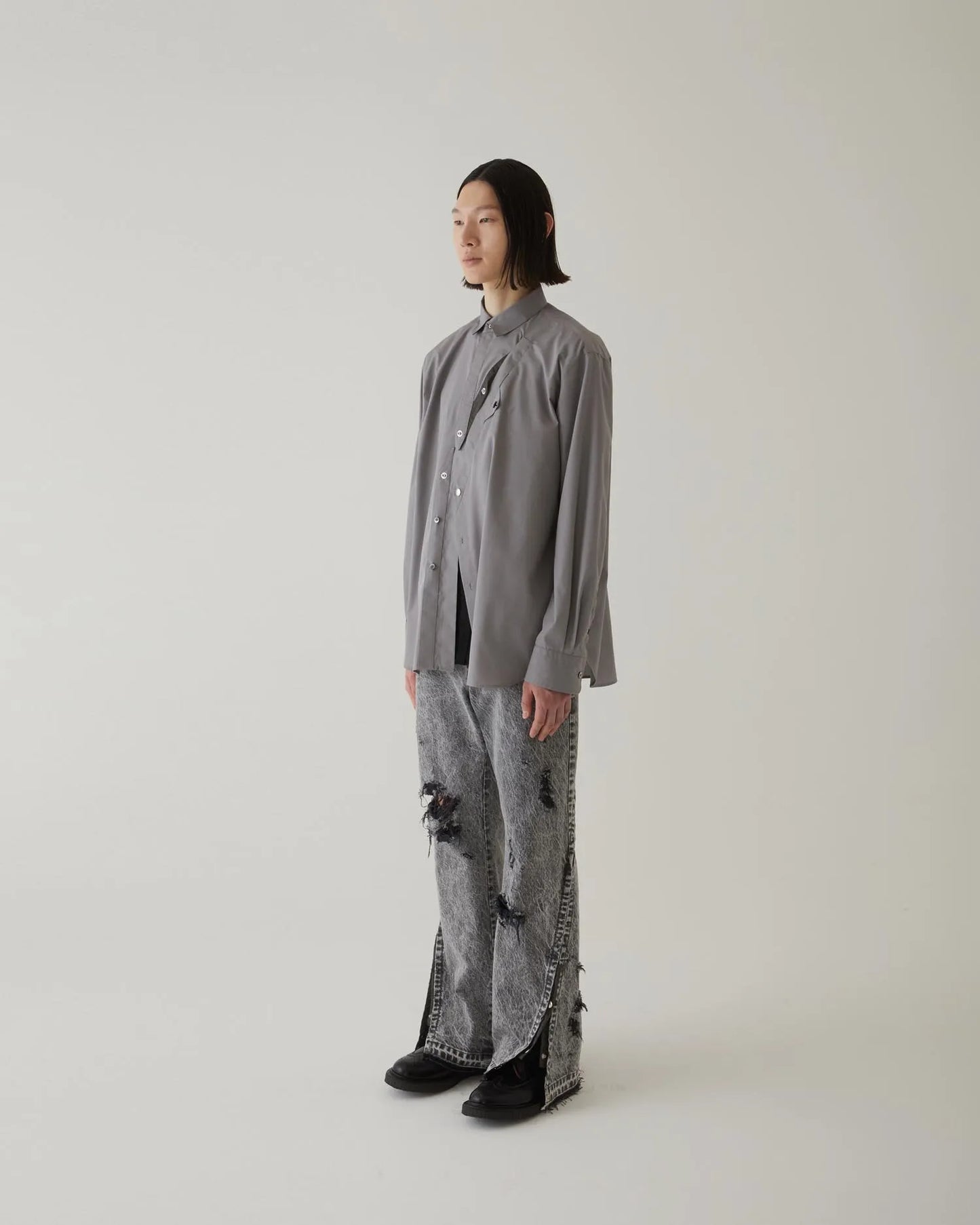 FRONT SLIT SHIRT GREY