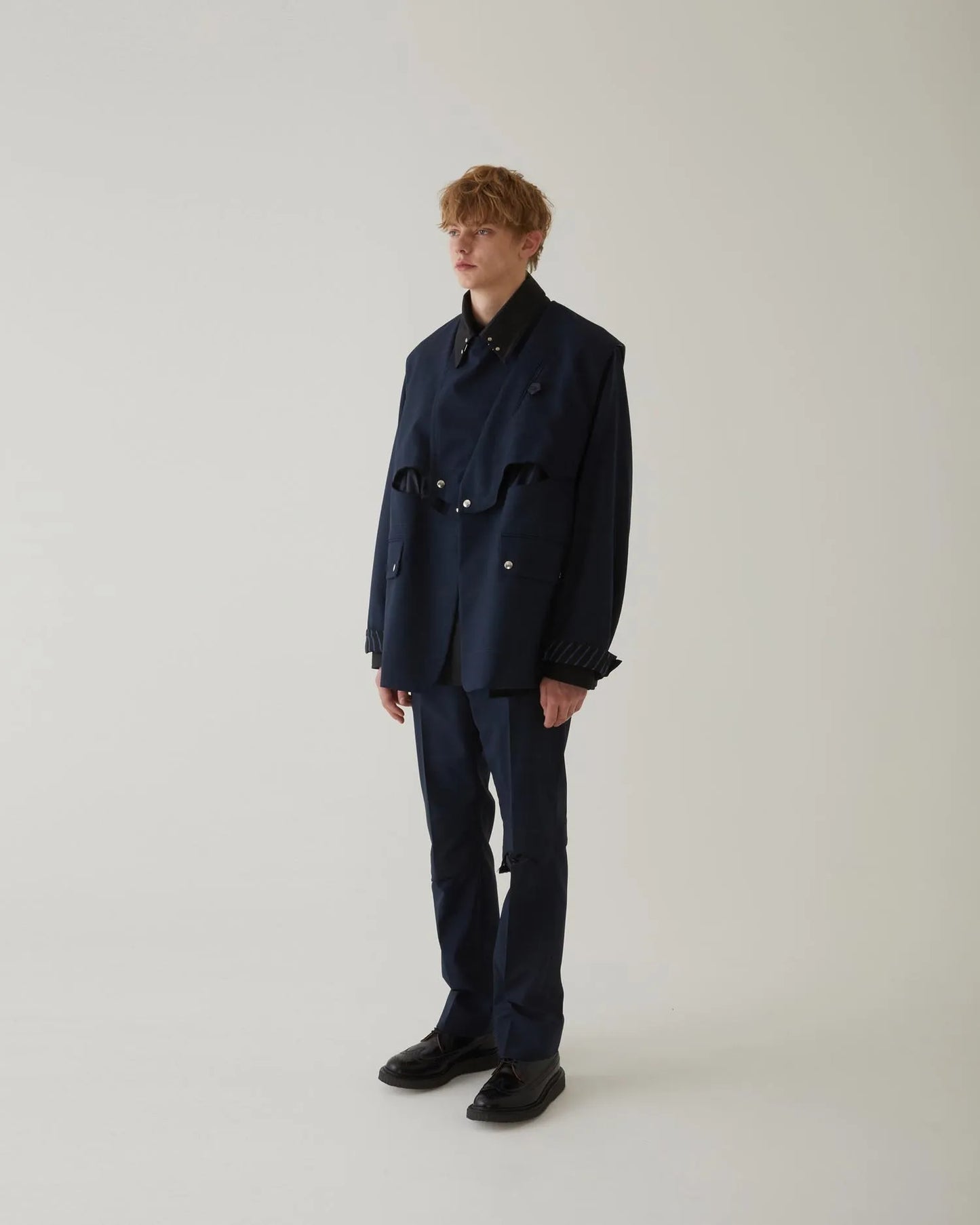 GLEN CHECK WESTERN JACKET NAVY
