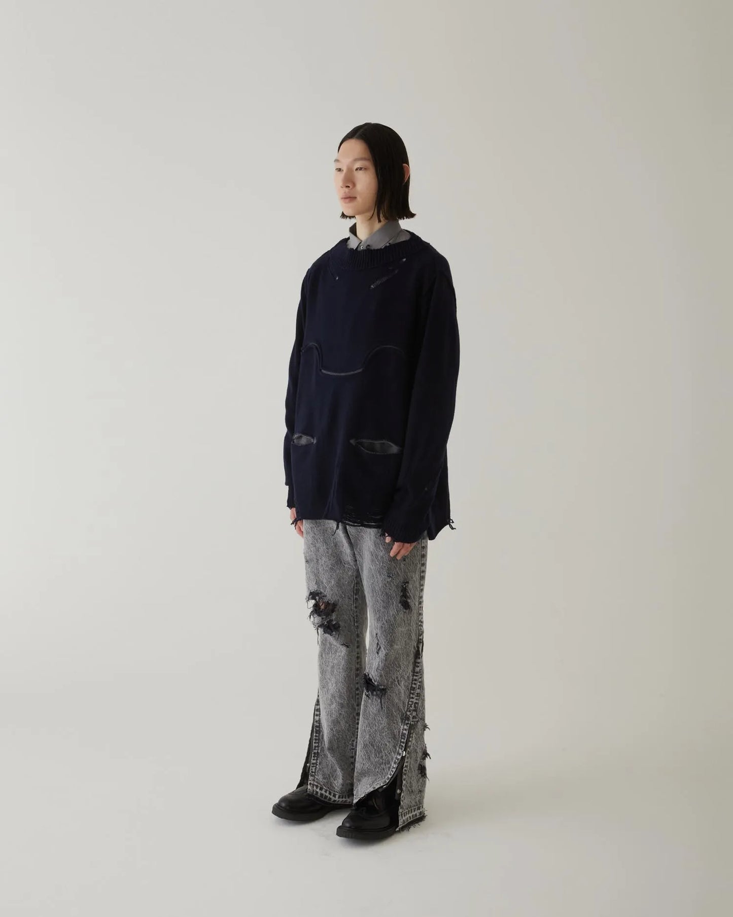 WESTERN DAMAGE KNIT NAVY
