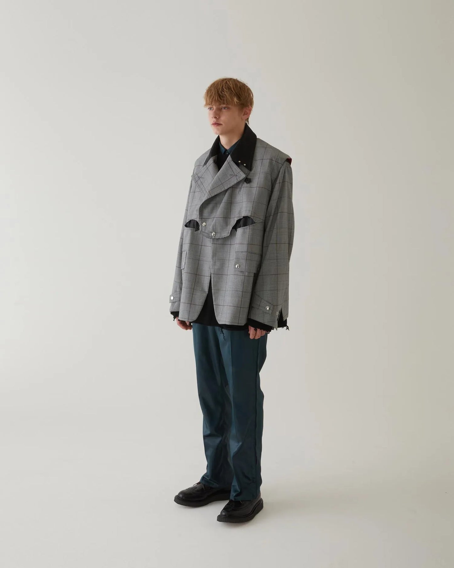 GLEN CHECK WESTERN JACKET GREY
