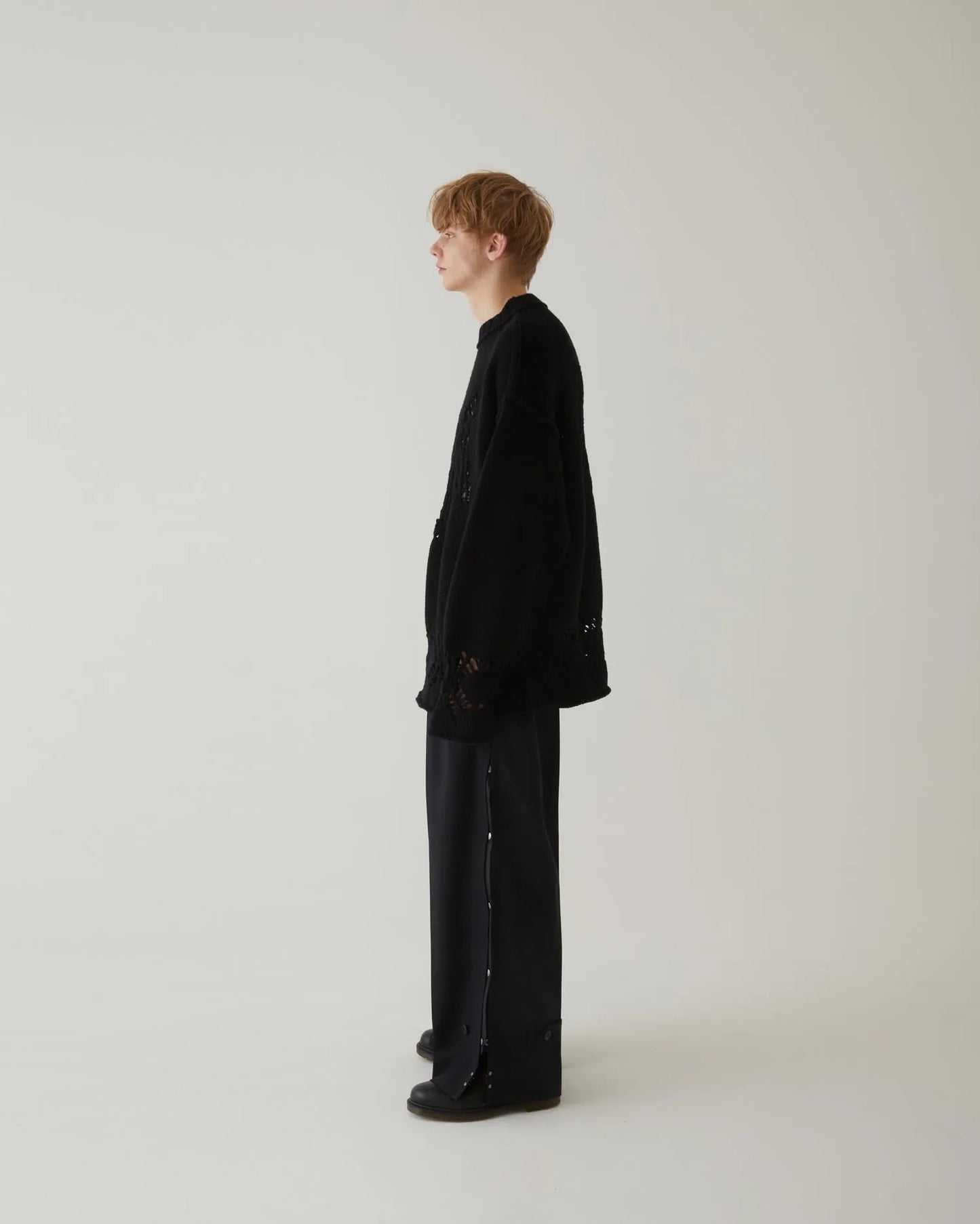 EAGLE PATTERN DAMAGE KNIT BLACK