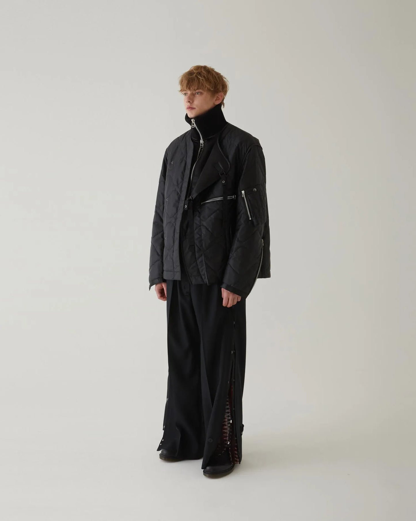 QUILTING JERKIN BLOUSON BLACK