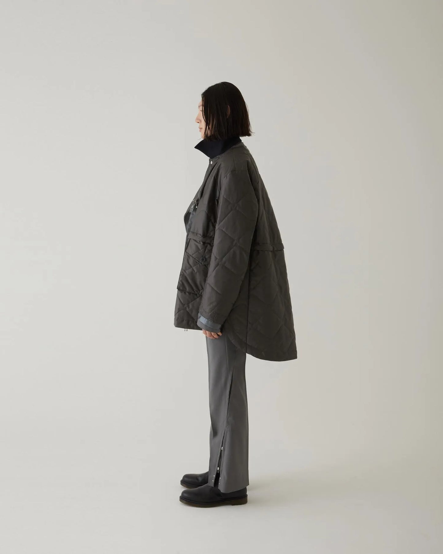 SERGE FLARED SLACKS GREY