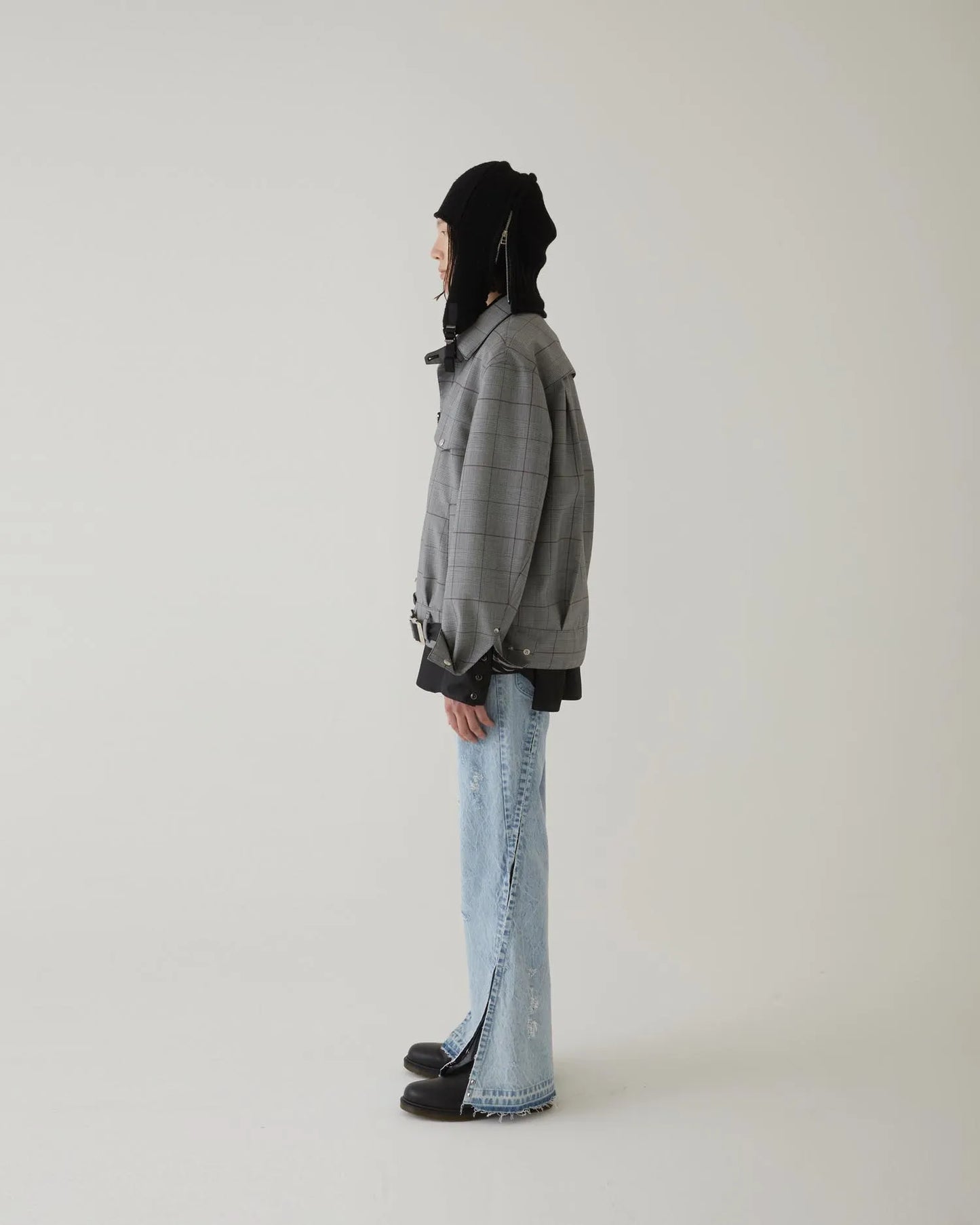 CRACKS BLEACH FLARED DENIM PANTS INDIGO