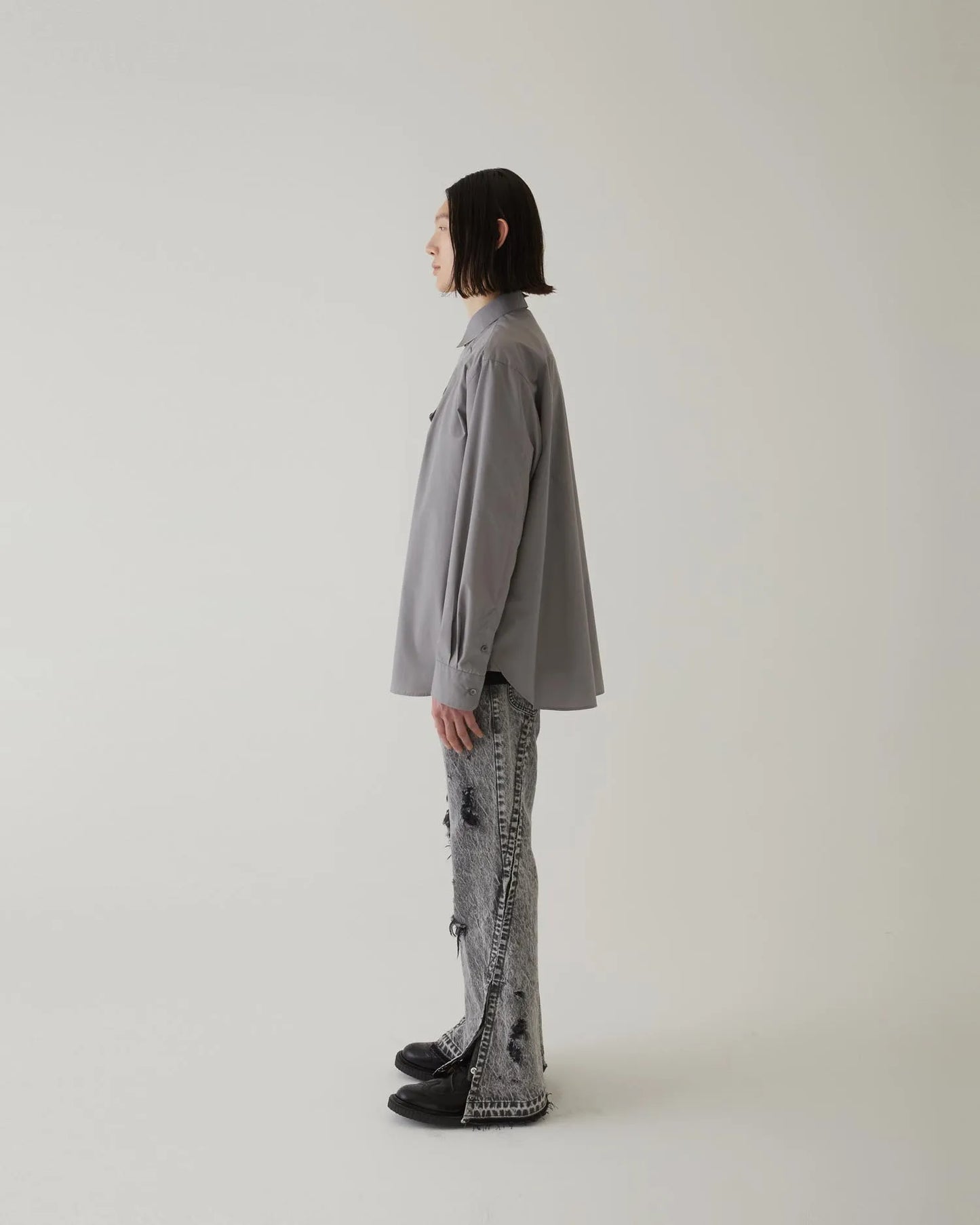 FRONT SLIT SHIRT GREY