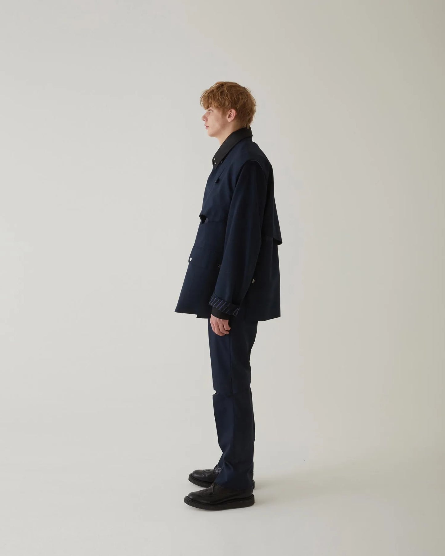 GLEN CHECK WESTERN JACKET NAVY