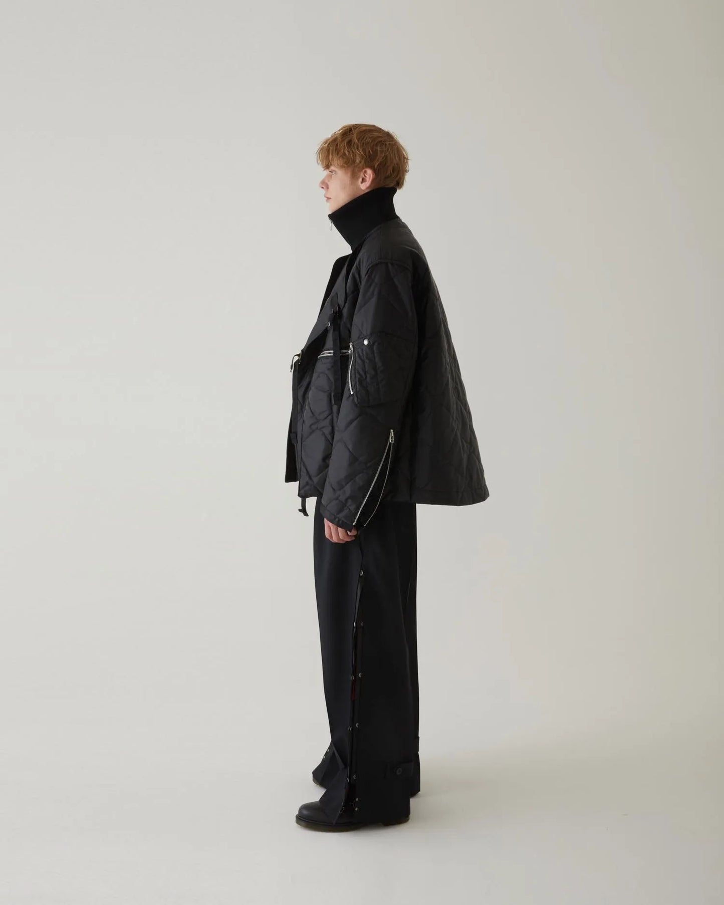 QUILTING JERKIN BLOUSON BLACK