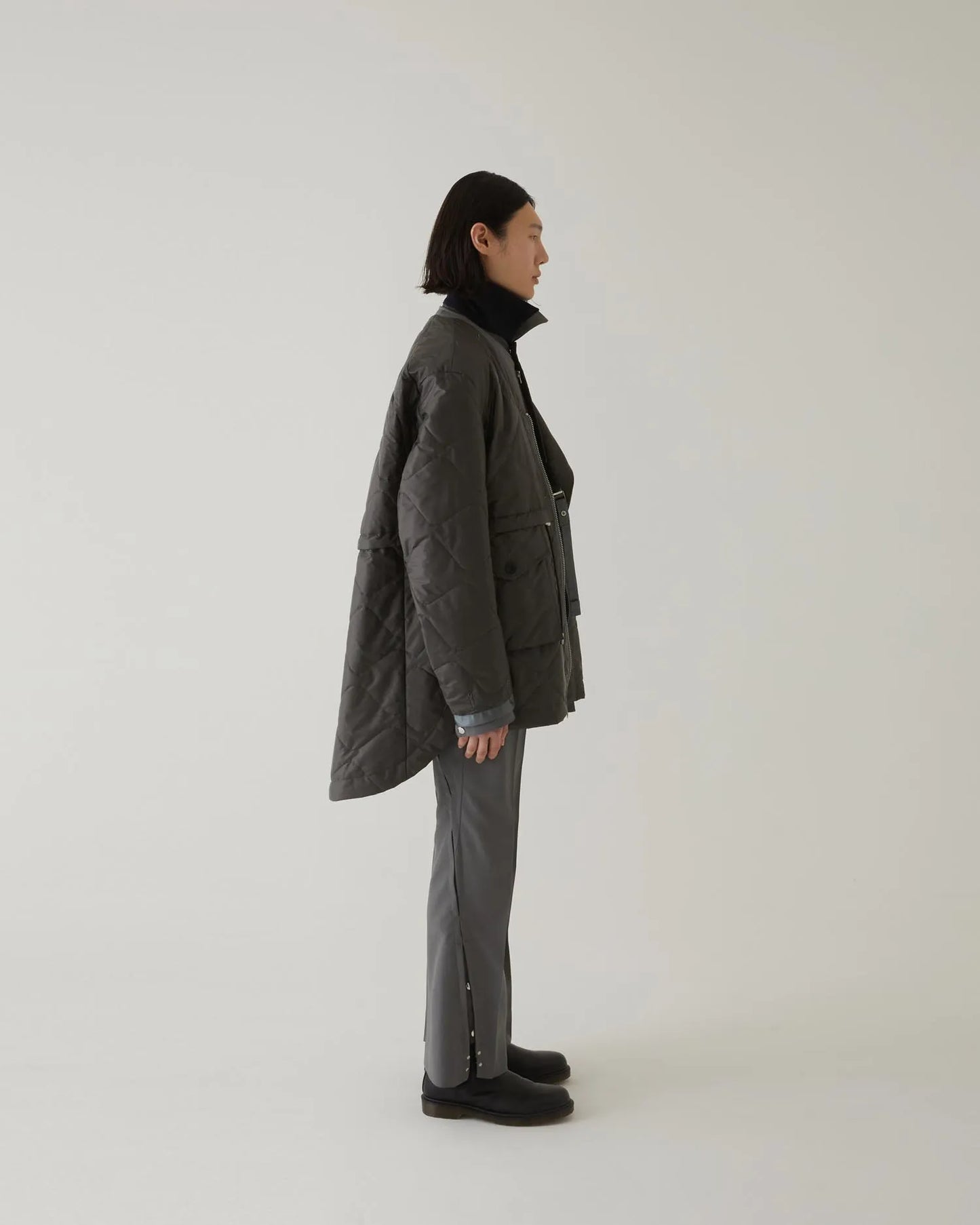 SERGE FLARED SLACKS GREY