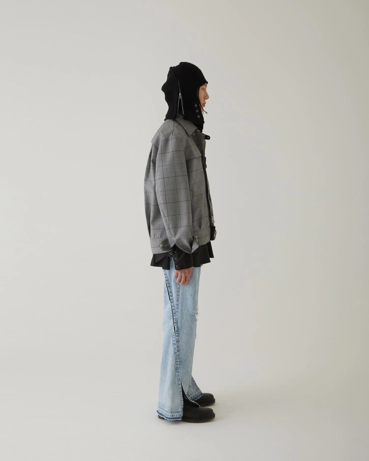CRACKS BLEACH FLARED DENIM PANTS INDIGO