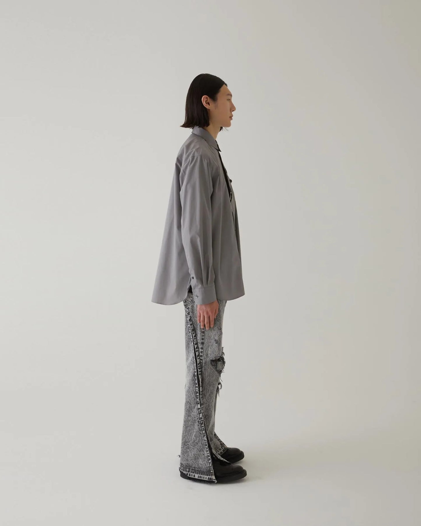 FRONT SLIT SHIRT GREY