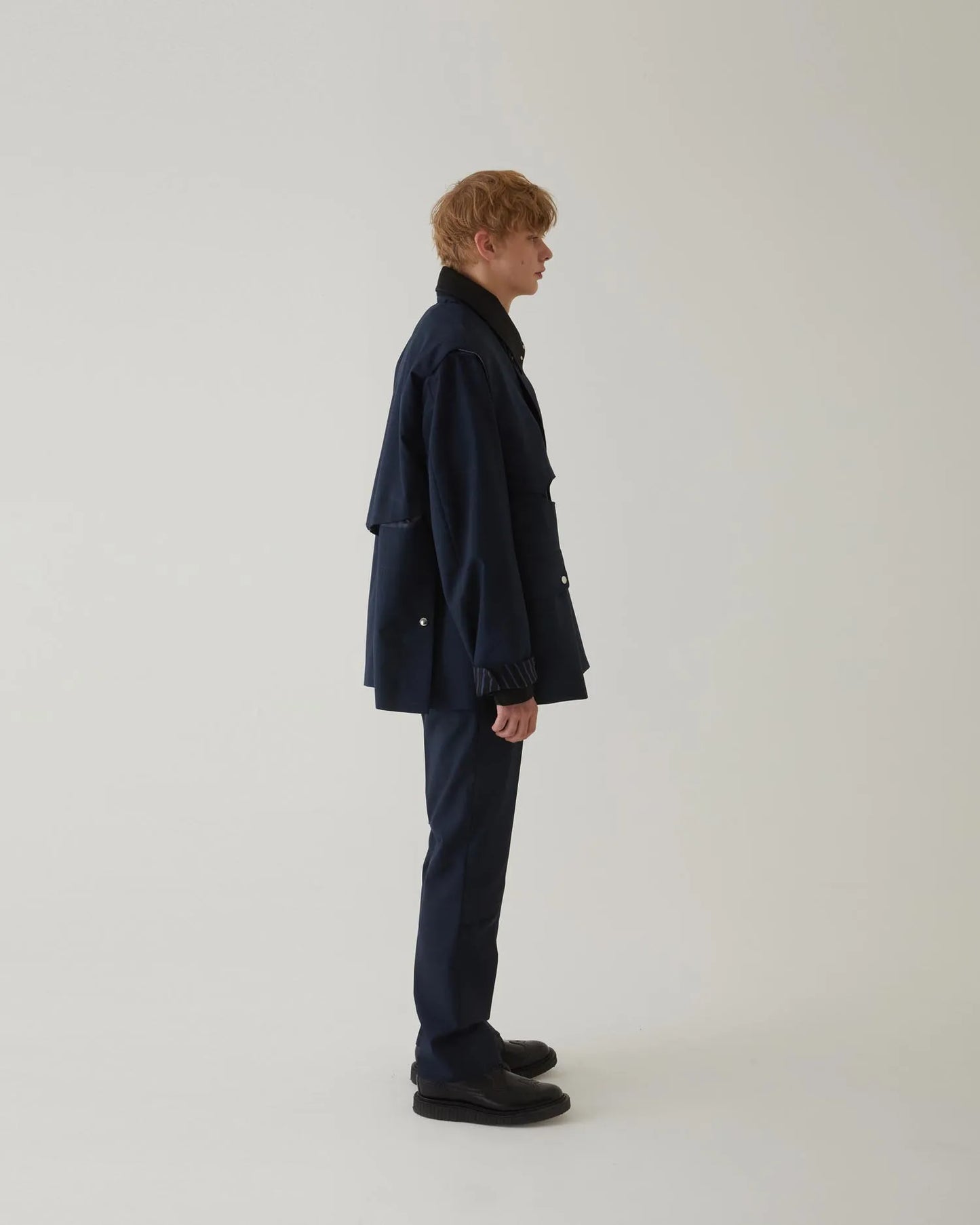 GLEN CHECK WESTERN JACKET NAVY