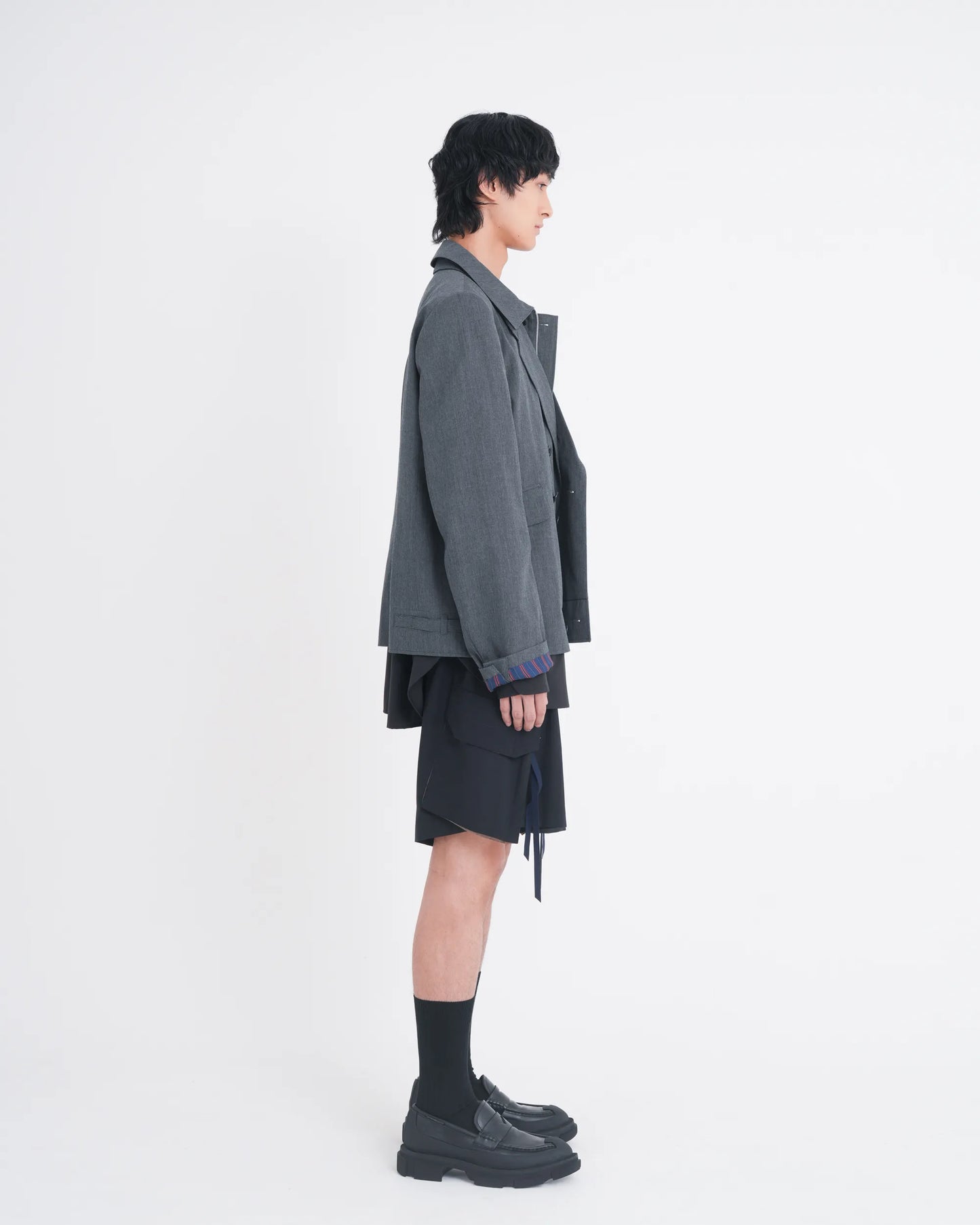 DOUBLE - BREASTED DECK JACKET GREY