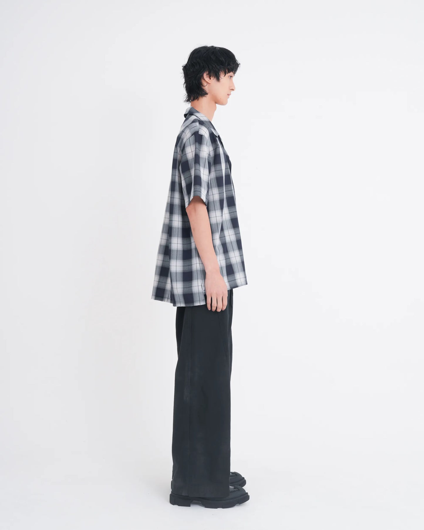OMBRE CHECK LAYERED SHIRT NAVY