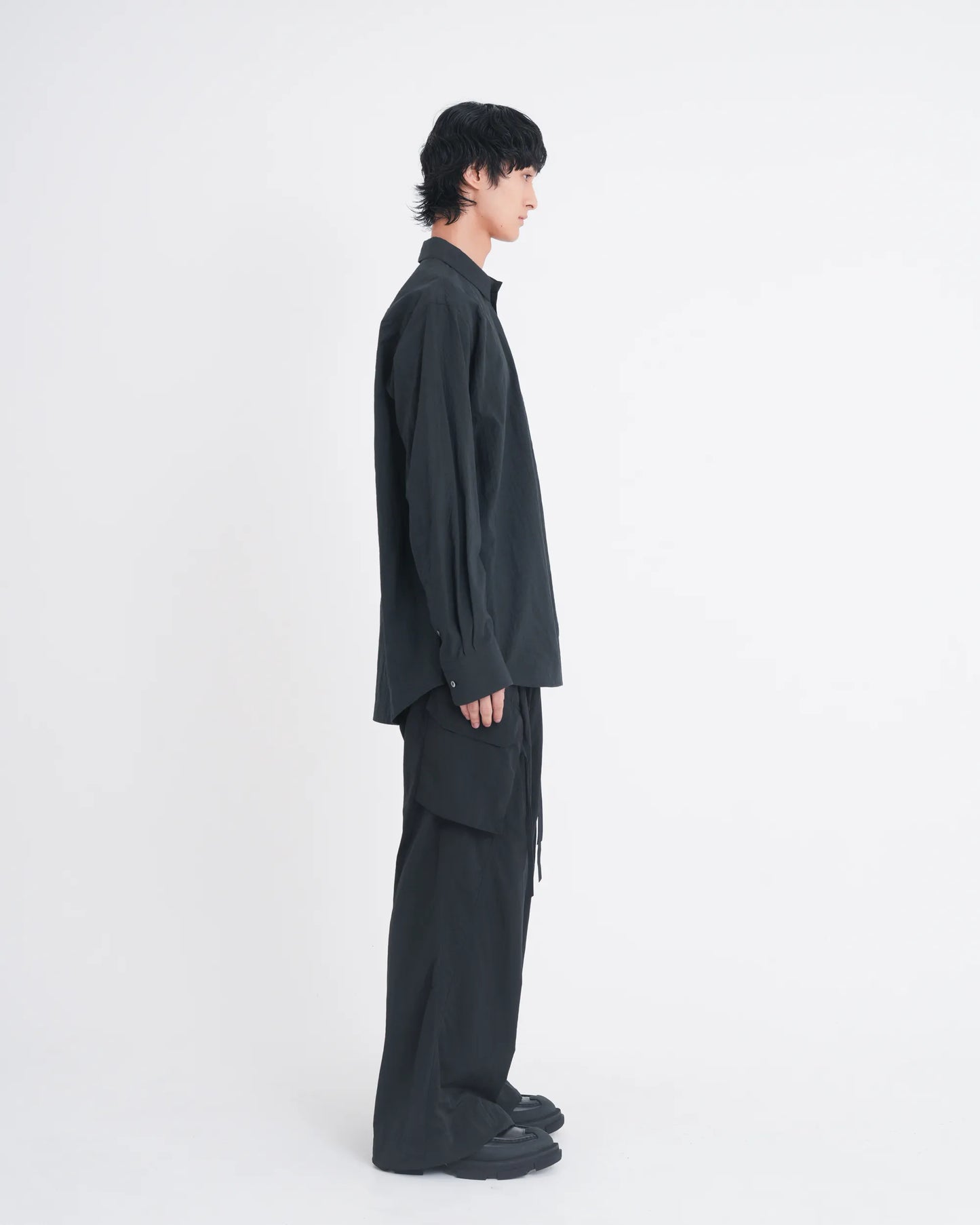 WRINKLED F-1B SLACKS BLACK