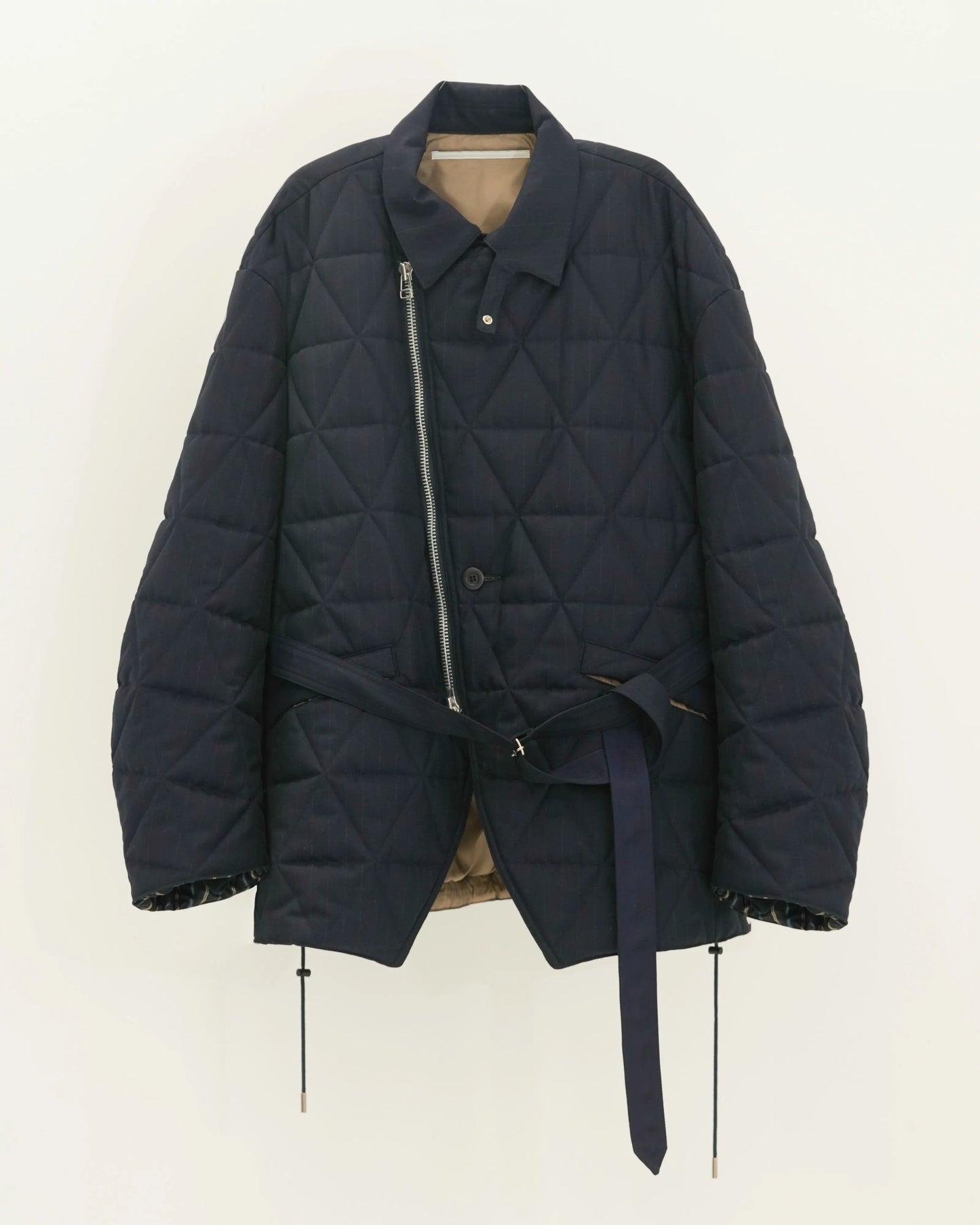CHALK STRIPE QUILTING JACKET NAVY