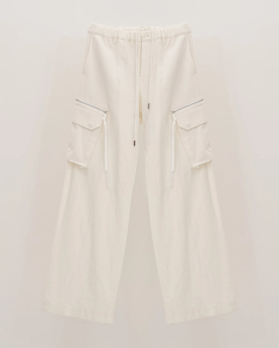 NEP SILK CARGO TROUSERS WHITE