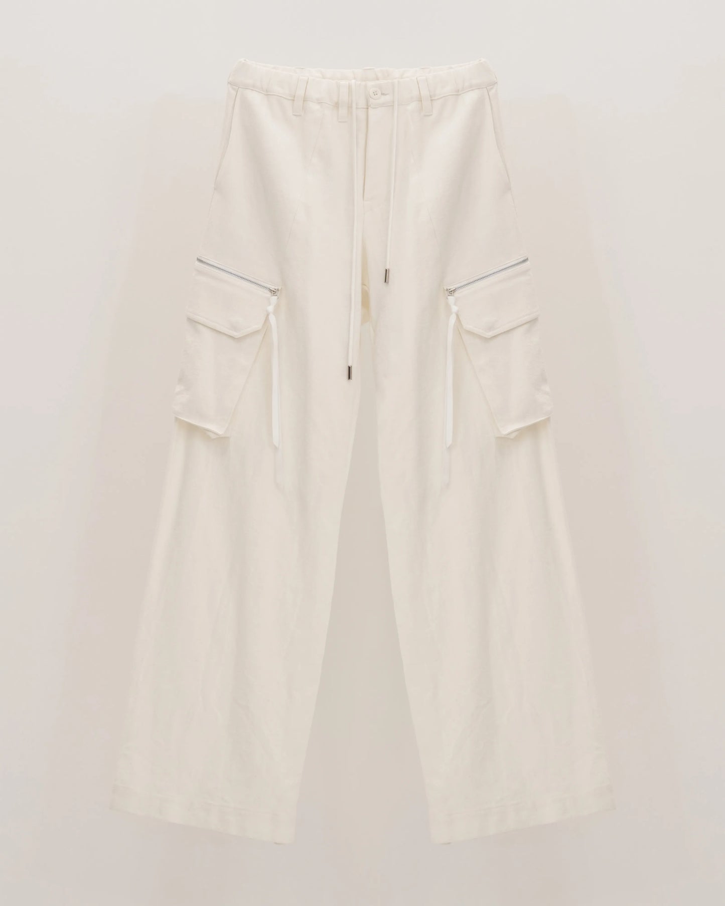 NEP SILK CARGO TROUSERS WHITE