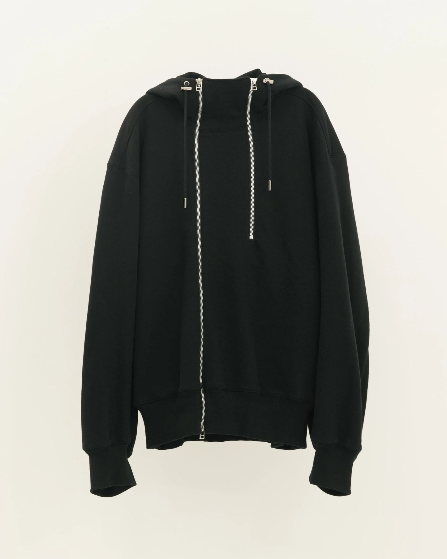 DOUBLE FRONT SWEAT HOODIE BLACK