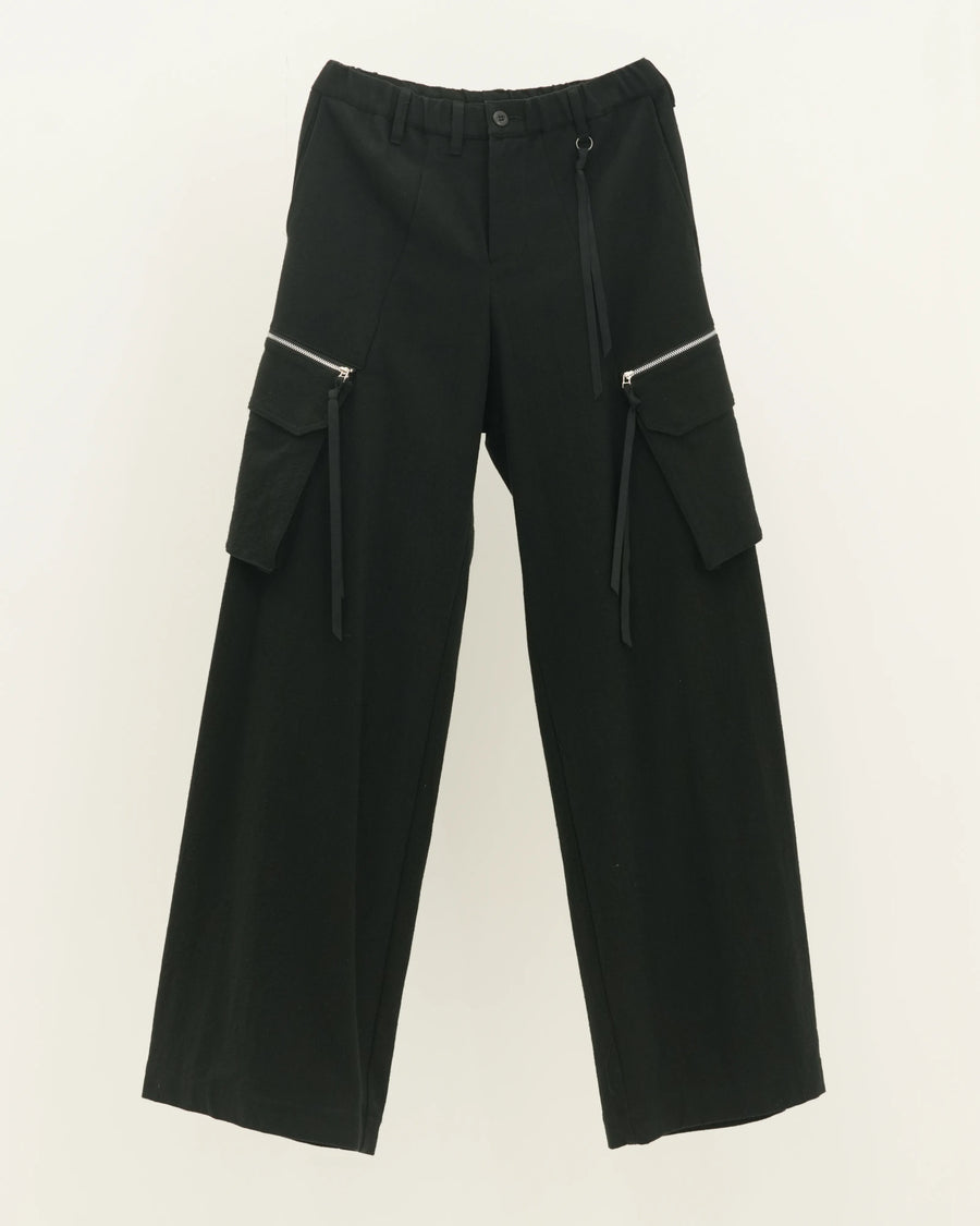 NEP SILK CARGO TROUSERS BLACK