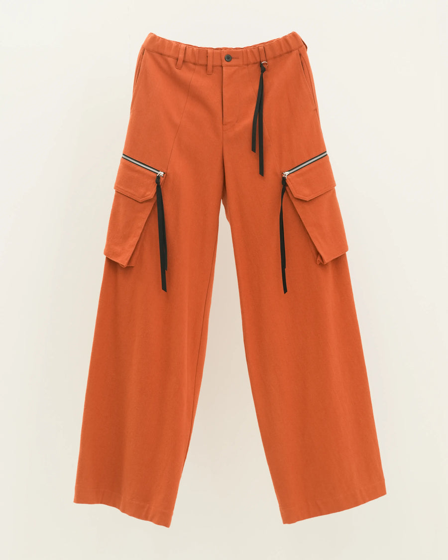 NEP SILK CARGO TROUSERS ORANGE