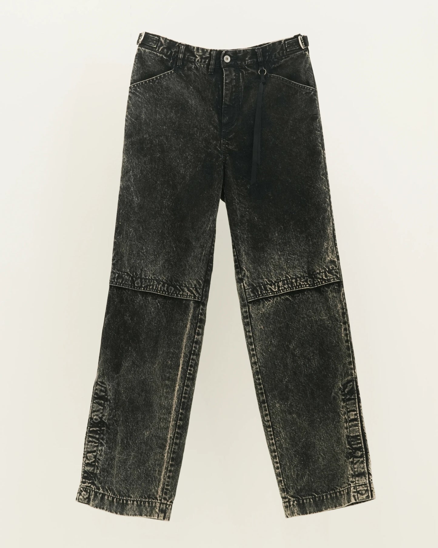 KNEE TUCK DENIM PANTS BLACK