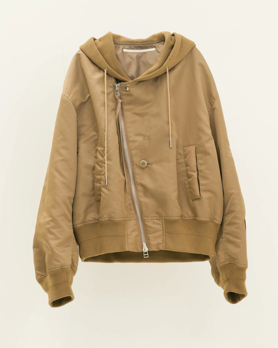 NOTCHED LAPEL HOOD MA-1 BEIGE