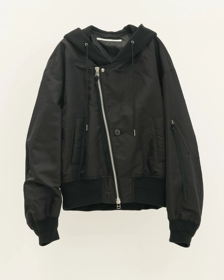 NOTCHED LAPEL HOOD MA-1 BLACK