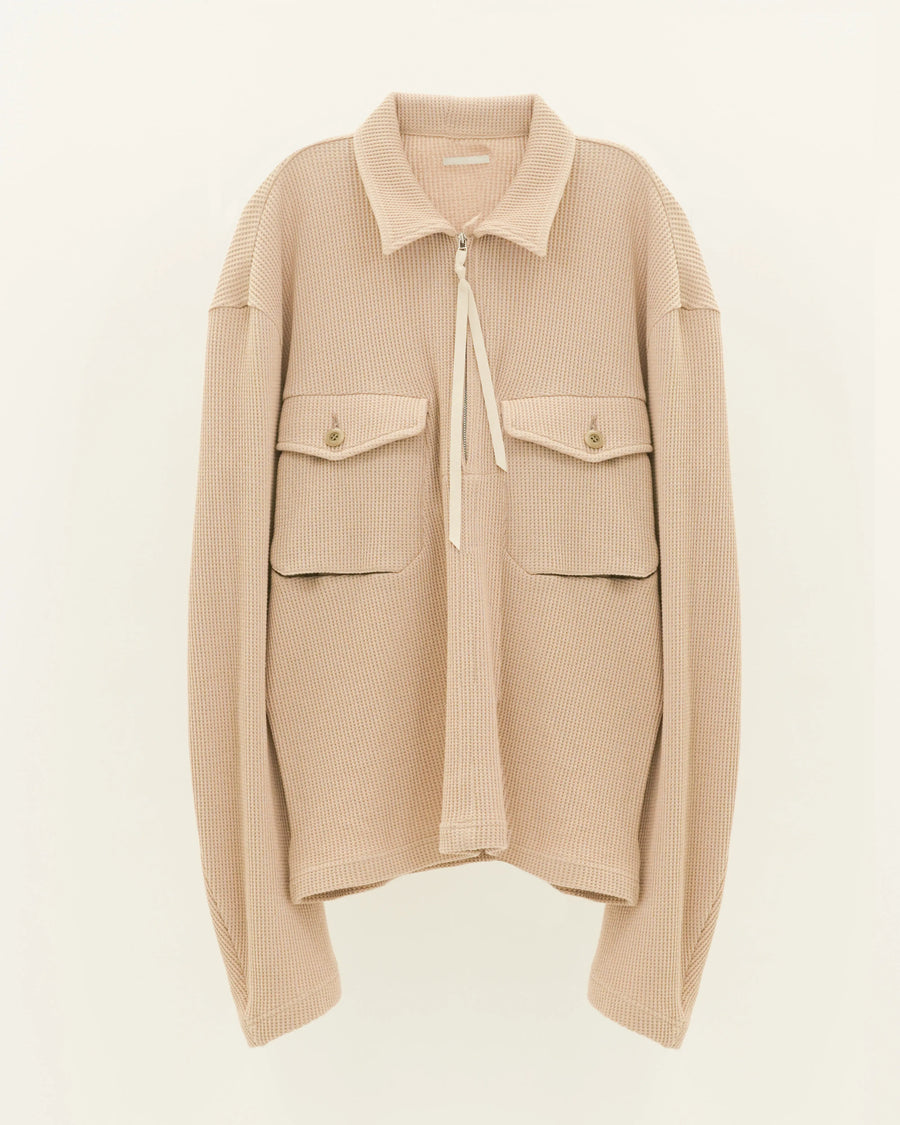 WAFFLE POLO SHIRT BEIGE