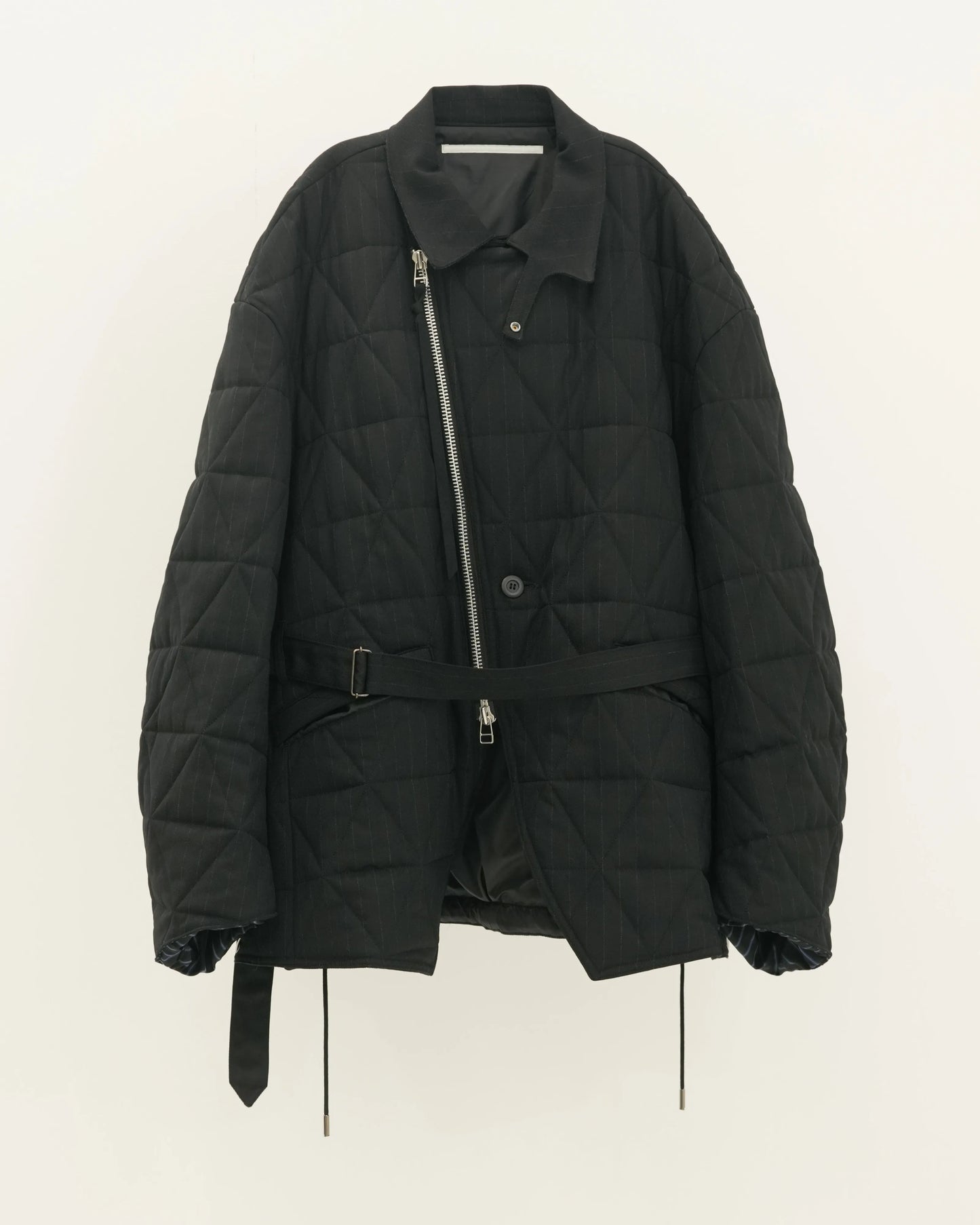 CHALK STRIPE QUILTING JACKET BLACK