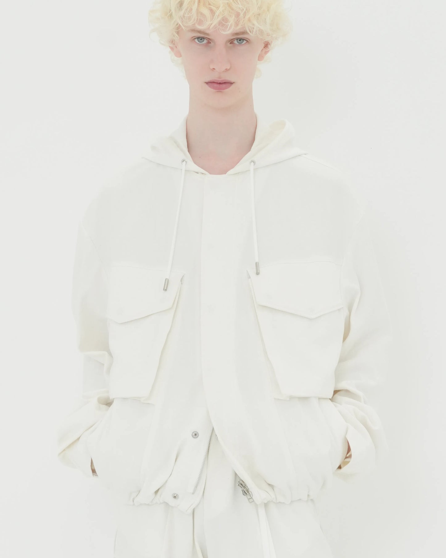 NEP SILK HOOD BLOUSON WHITE