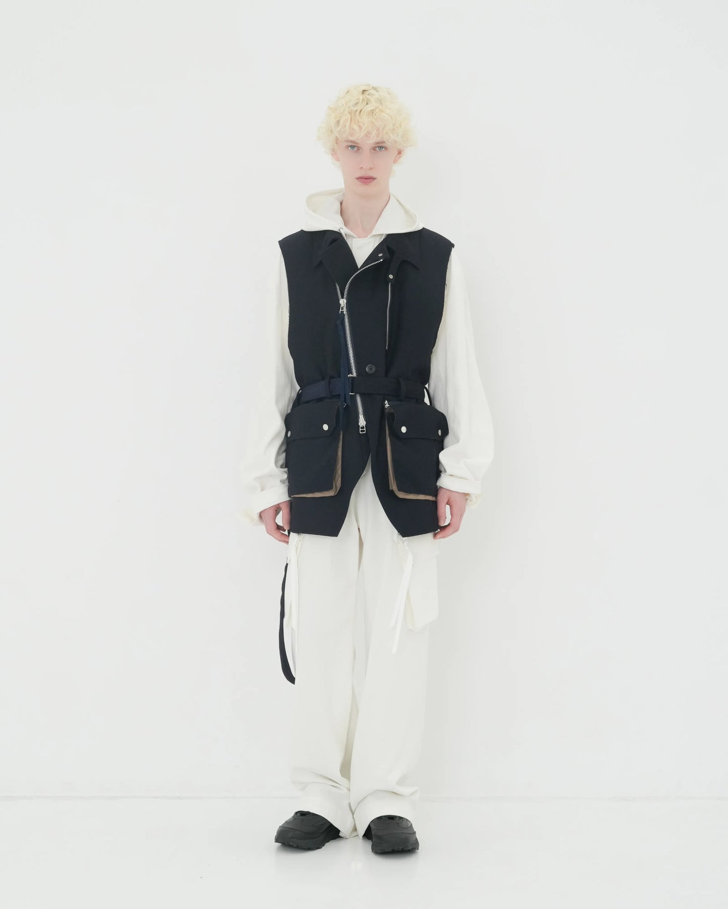 NEP SILK CARGO TROUSERS WHITE