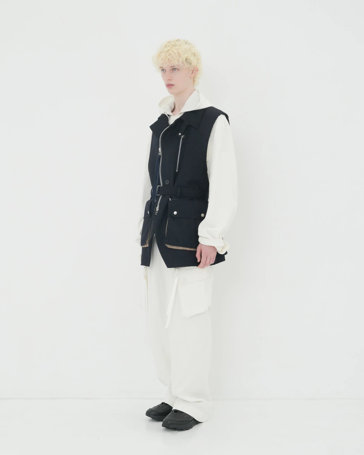 NEP SILK CARGO TROUSERS WHITE