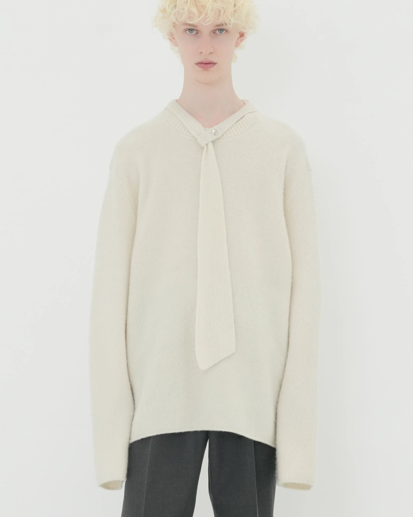 NECKTIE KNIT PO WHITE