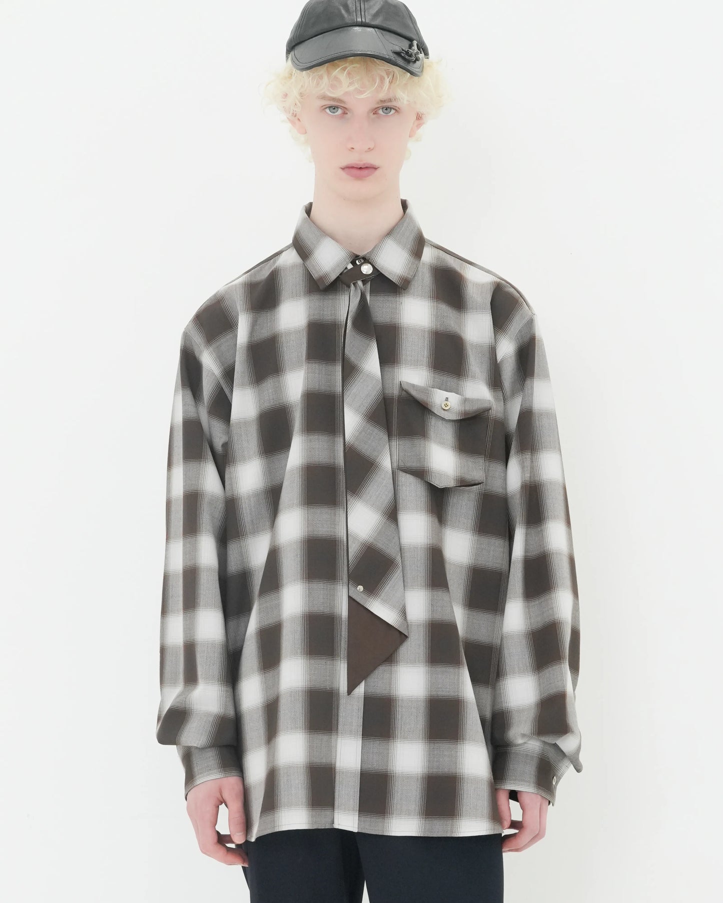 NECKTIE SHIRT BROWN